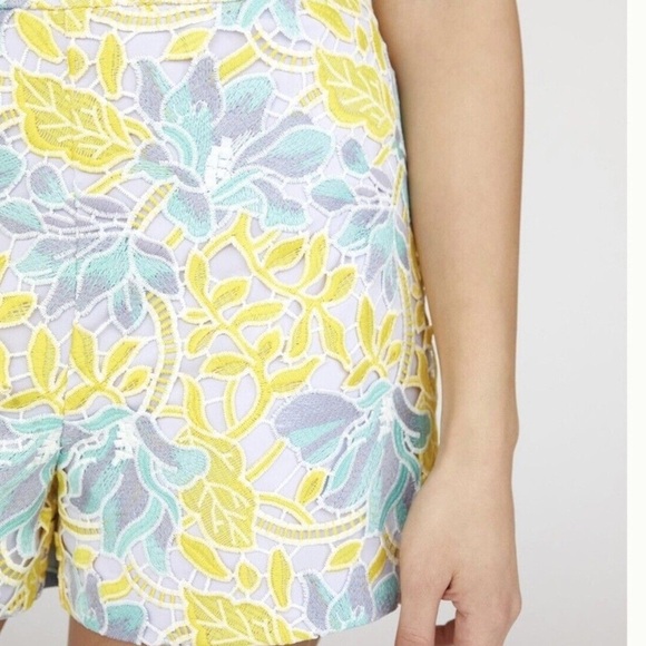 NEW Anthropologie Hutch Lace Pastel Yellow Blue Floral Print Shorts Sz 10 NWT 2 - Picture 5 of 11